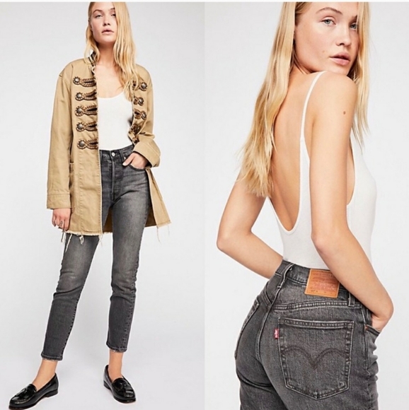 Levi's 501 High Rise Skinny Gray Black Jeans - Picture 3 of 6